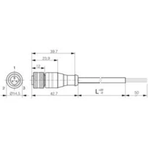 3pólový připojovací kabel pro snímač přiblížení Contrinex S13-3FUG-020 (Ø x d) 14.5 mm x 2 m