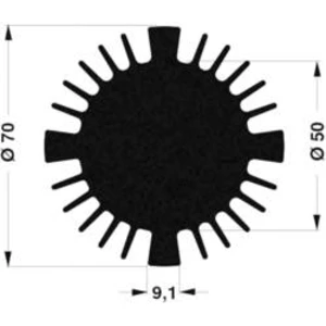 LED chladič Fischer Elektronik SK 570 15 SA 10021459, 2.27 K/W, (Ø x v) 70 mm x 15 mm