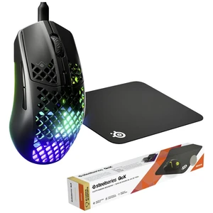 Steelseries Aerox 3 (2022) Onyx, QcK Medium Bundle herná myš bezdrôtový, káblový optická onyxová 6 null 18000 dpi ergono