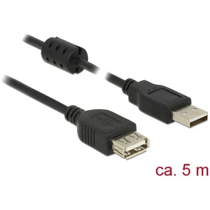 Delock #####USB-Kabel USB 2.0 #####USB-A Stecker, #####USB-A Buchse 5.00 m čierna s feritovým jadrom