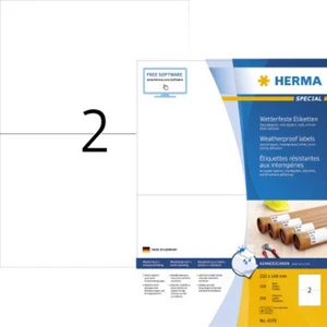 Herma 4378 etikety (A4) 210 x 148 mm papier, odolný proti poveternostným vplyvom  biela 200 ks extra silné etikety odoln