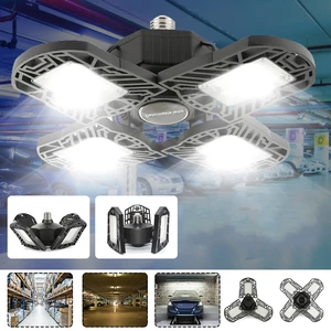 100W E27 LED Garage Light Bulb Deformable Foldable 4-Leaves Workshop Ceiling Lamp AC85-265V