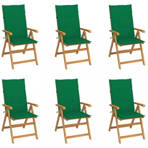 Zahradní židle 6 ks teak / látka Dekorhome Zelená