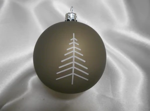 Vánoční ozdoby Střední vánoční koule se stromkem 6 ks - tmavě šedá