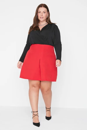 Trendyol Curve Red Pleated Mini Woven Skirt