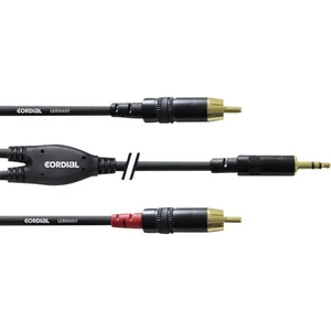 Cordial  audio káblový adaptér [1x jack zástrčka 3,5 mm - 2x cinch zástrčka] 0.90 m čierna