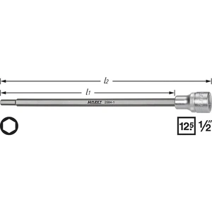 Hazet  2584-1 inbus vložka zástrčného kľúča so sacou trubicou 6 mm     1/2" (12.5 mm)