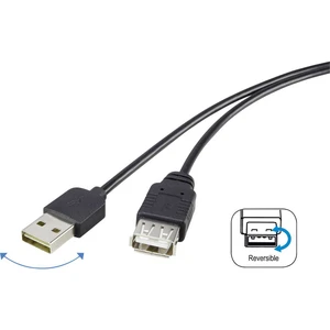 USB predlžovací kábel RENKFORCE 1x USB 2.0 zástrčka ⇔ 1x USB 2.0 zásuvka 1.80 m, čierna