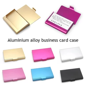 Aluminum Alloy Smooth Business Card Holder Card Case Solid Color Thickness Name ID Card Holder Credit Card Case Aluminum Box