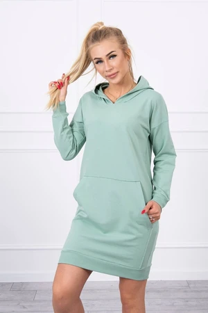 Dark mint dress with a hood