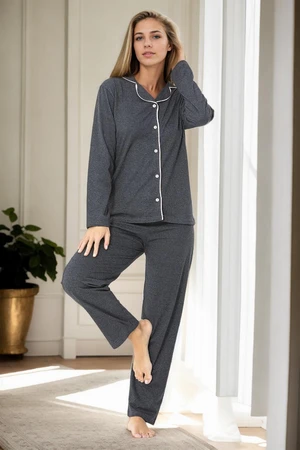 U5515 Dewberry Womens Long Sleeve Pyjama Set-ANTHRACITE