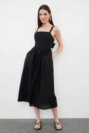 Trendyol Black A-line Cotton Voile Mini Woven Dress