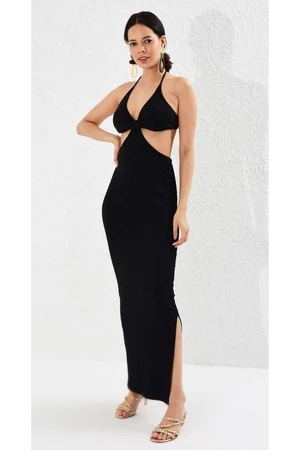 Cool & Sexy Women's Black Camisole with Open Waist Dress