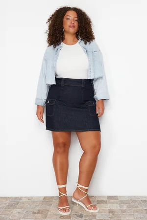 Trendyol Curve Dark Blue Pocket Mini Denim Skirt