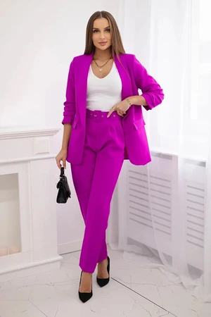 Elegant set of jacket and pants in purple color