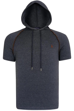 T8570 DEWBERRY HOODED MEN'S T-SHIRT-FLAT ANTHRACITE