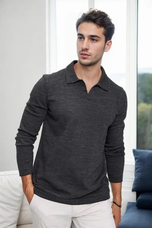 86813 Dewberry Polo Neck Long Sleeve Knitwear-ANTHRACITE