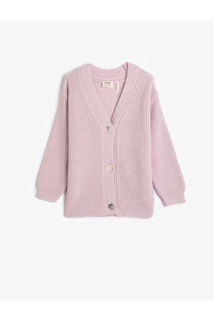 Koton Cardigan Knitwear Basic V Neck Buttoned Off Shoulder