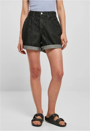 Women's High-Waisted Boyfriend Shorts - Black Washed