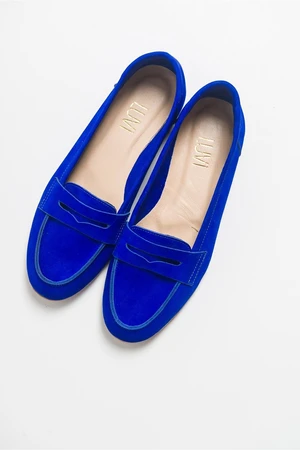 LuviShoes F02 Sax Blue Nubuck Leather Women's Flats