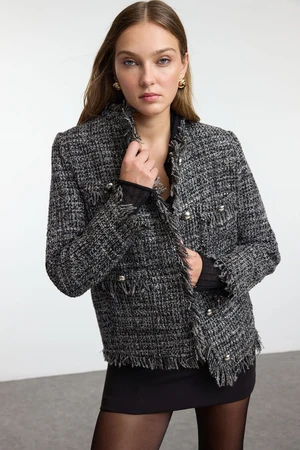 Trendyol Grey Regular Fit Tweed Thin Jacket Coat