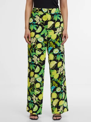 Orsay Black & Yellow Women's Patterned Trousers - Women's