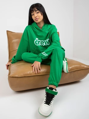 Green women's tracksuit with sweatshirt