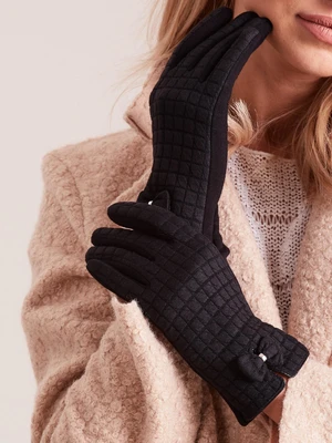 Women's black checkered gloves