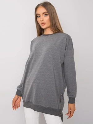 Women's dark gray melange tunic with zip fastening