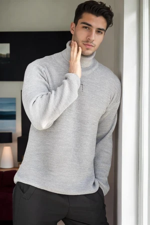 18701 Dewberry Turtleneck Mens Knitwear-GREY