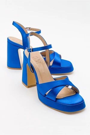 LuviShoes Lello Sax Blue Satin Women's High Heel Shoes