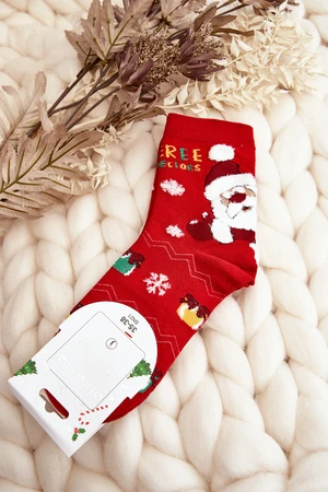 Women's socks with Santa Claus Red