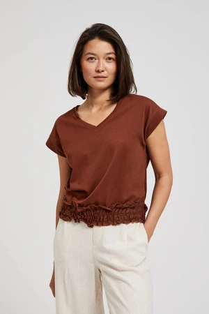 Women's blouse with elastic waistband MOODO - brown