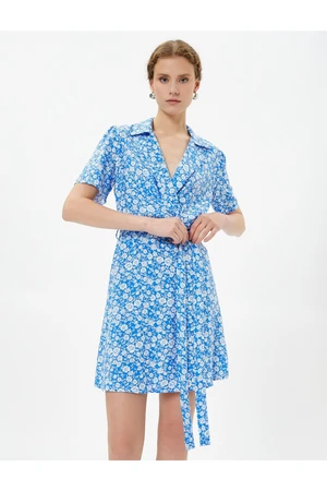 Koton Belted Double-Breasted Shirt Dress with Ecovero® Viscose