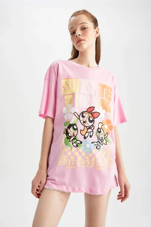 DEFACTO Oversize Fit PowerPuff Girls Licensed Crew Neck Printed Short Sleeve T-Shirt