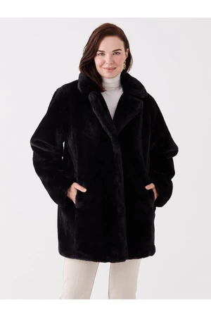 LC Waikiki Women's Jacket Collar Plain Fur Coat