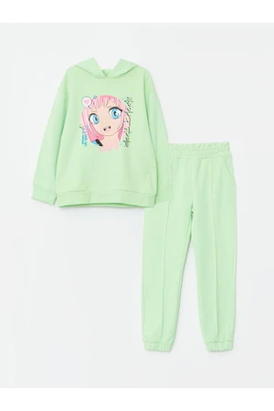 LC Waikiki Girls' Hoodie with Printed Long Sleeve Sweatshirts and Sweatpants.