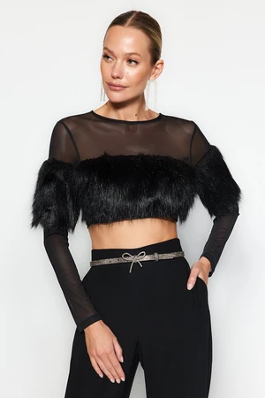 Trendyol Black Feather Detailed Blouse