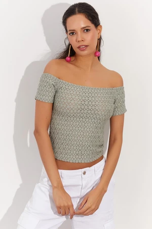 Cool & Sexy Women's Mint Scalloped Crop Top