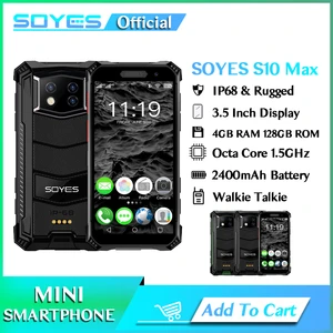 SOYES S10 Max 4G LTE Android10 Mini Smartphone 3.9" Display 4GB RAM 128GB ROM 2400mAh PTT IP68 Unlocked Rugged Small Cellphone