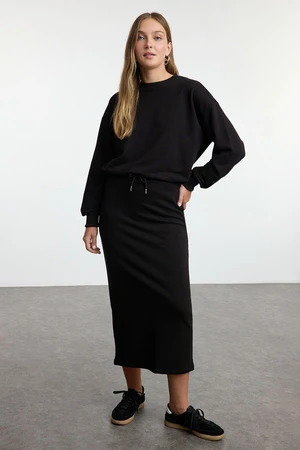 Trendyol Black Oversize/Wide Fit Long Thick Knitted Bottom-Top Set