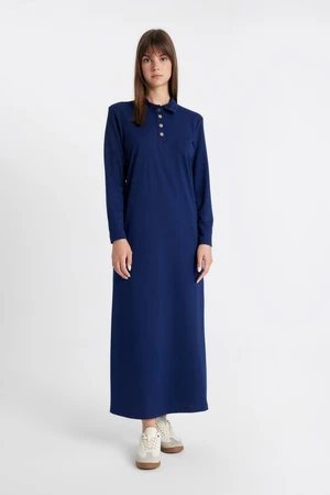 DEFACTO Regular Fit Long Sleeve Pique Maxi Dress