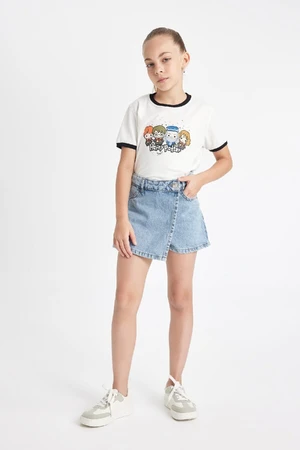 DEFACTO Girl Pocket Asymmetrical Jean Shorts Skirt