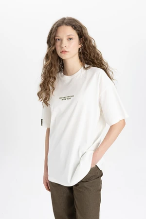 DEFACTO Oversize Fit Crew Neck Printed Short Sleeve T-Shirt