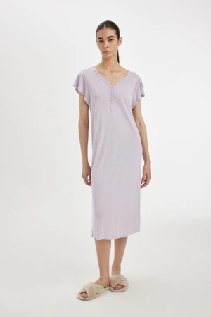 DEFACTO Fall in Love V-Neck Viscose Short Sleeve Nightgown