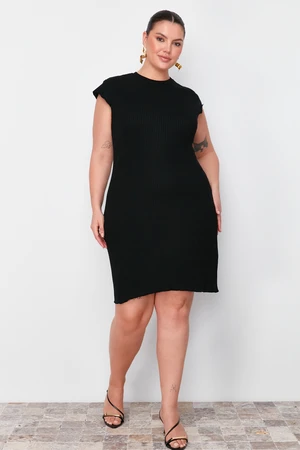 Trendyol Curve Black Ribbed Knitwear Dress