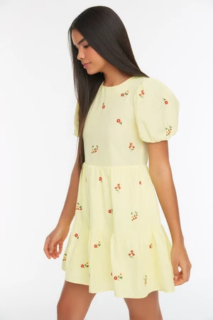 Trendyol Yellow Embroidered Woven Woven Dress