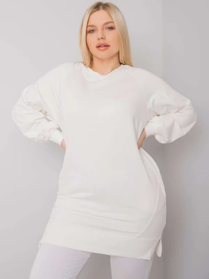 Women's cotton sweatshirt Ecru plus size