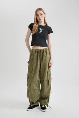 DEFACTO Cool Wide Leg Cargo Gabardine Trousers