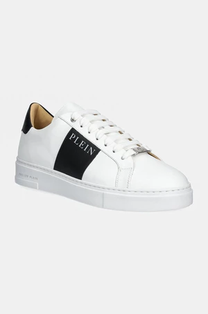 Kožené sneakers boty Philipp Plein Nappa Lo-Top bílá barva, USC0657 PLE010N 0102